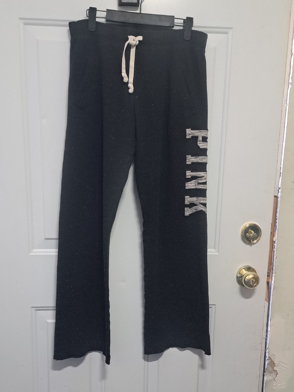 PINK Victoria's Secret Black Joggers with White Logo